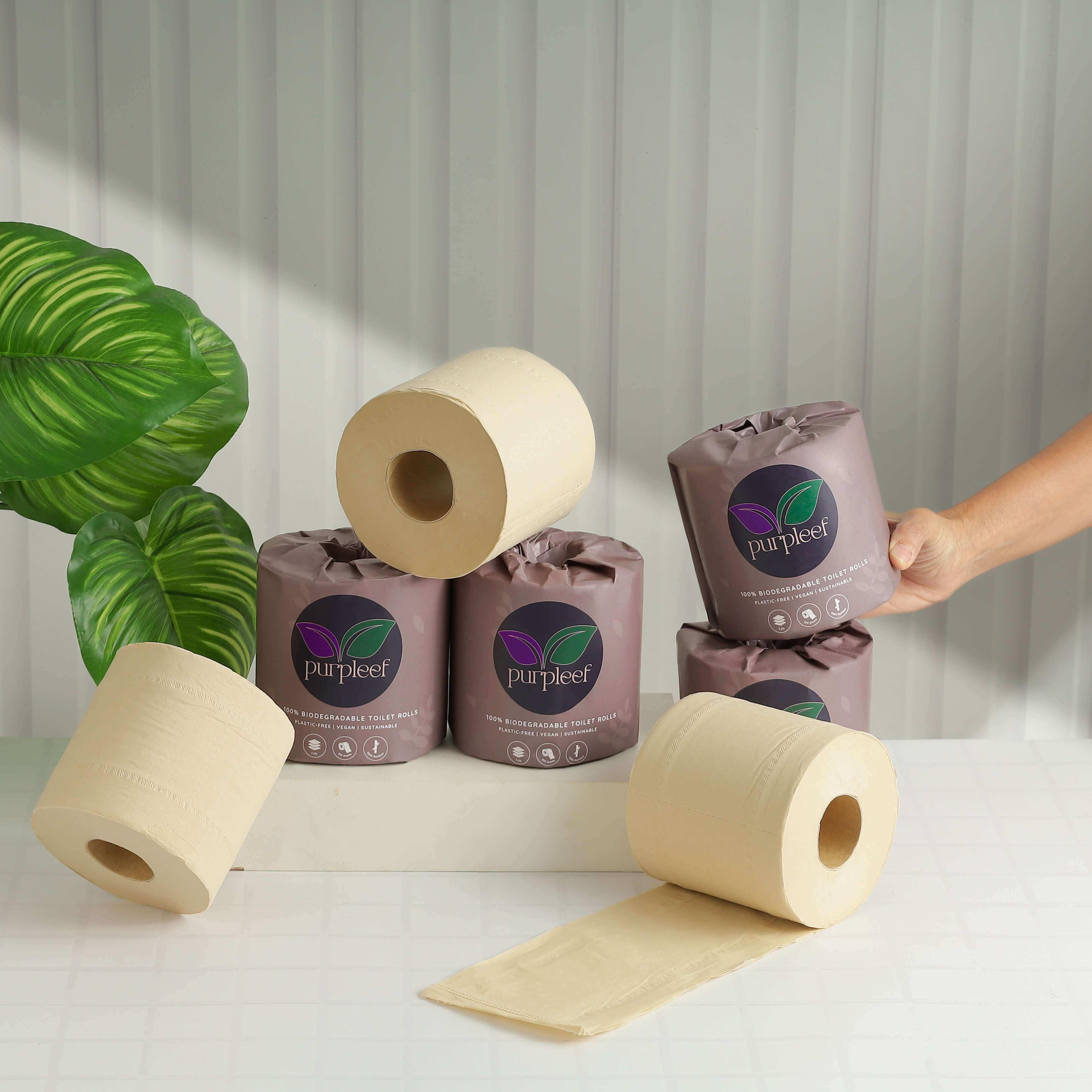 Unbleached purpleef toilet rolls