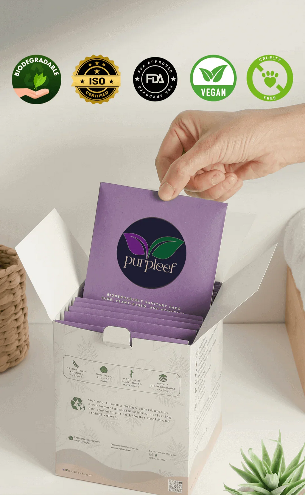 Bamboo & Corn Fiber Sanitary Pads by Purpleef | Plastic-Free