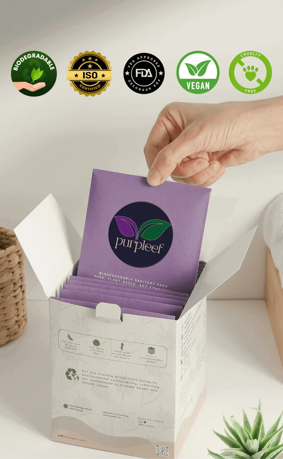 Bamboo & Corn Fiber Sanitary Pads by Purpleef | Plastic-Free