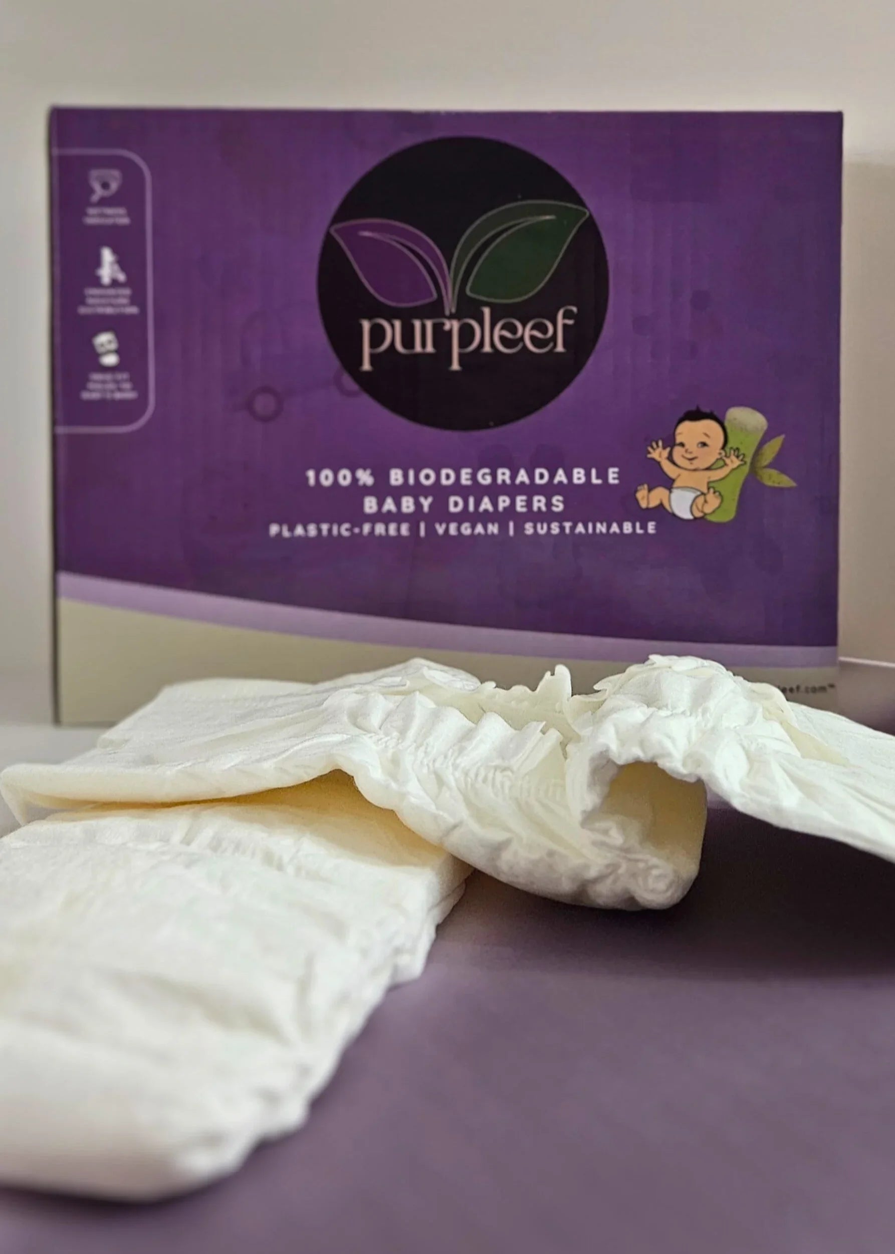 Bamboo Fiber Rash-Free Baby Diapers (Taped) by Purpleef