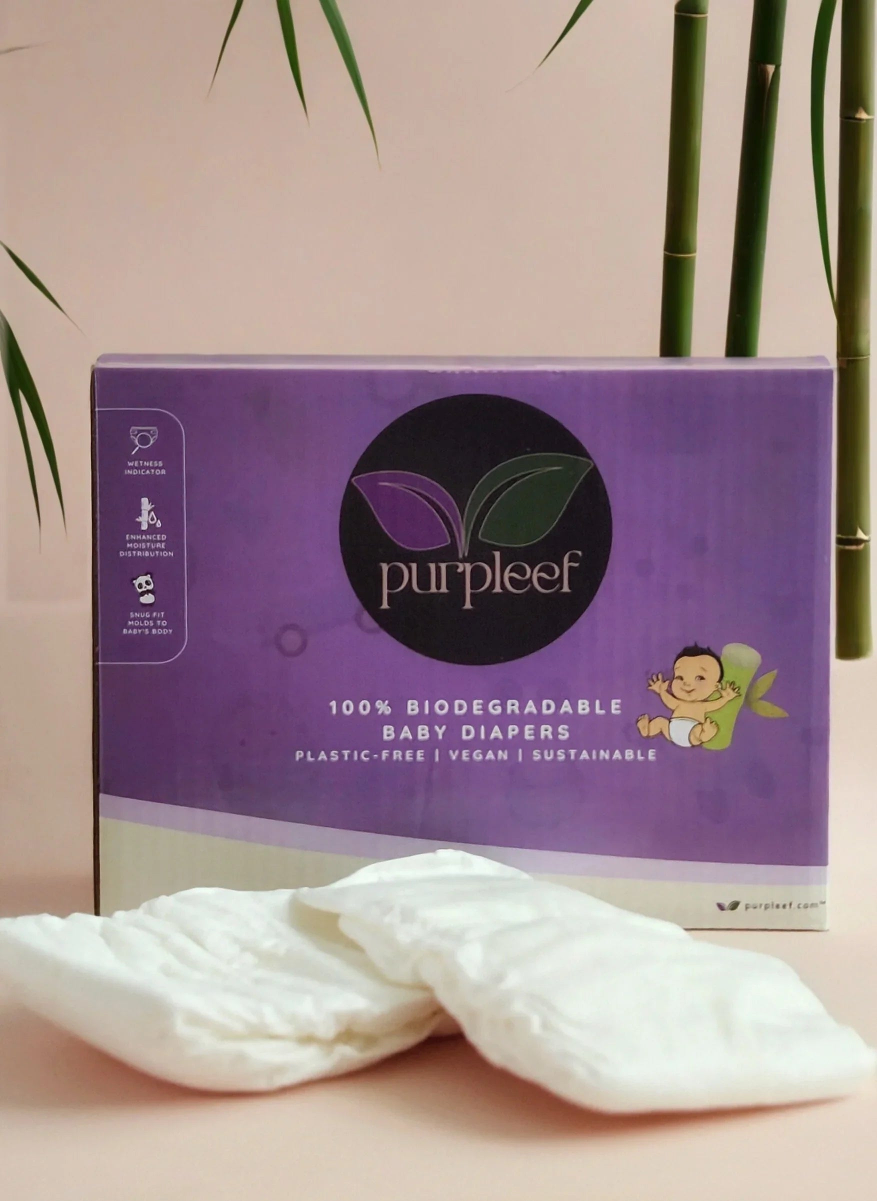 Bamboo Fiber Rash-Free Baby Diapers (Taped) by Purpleef